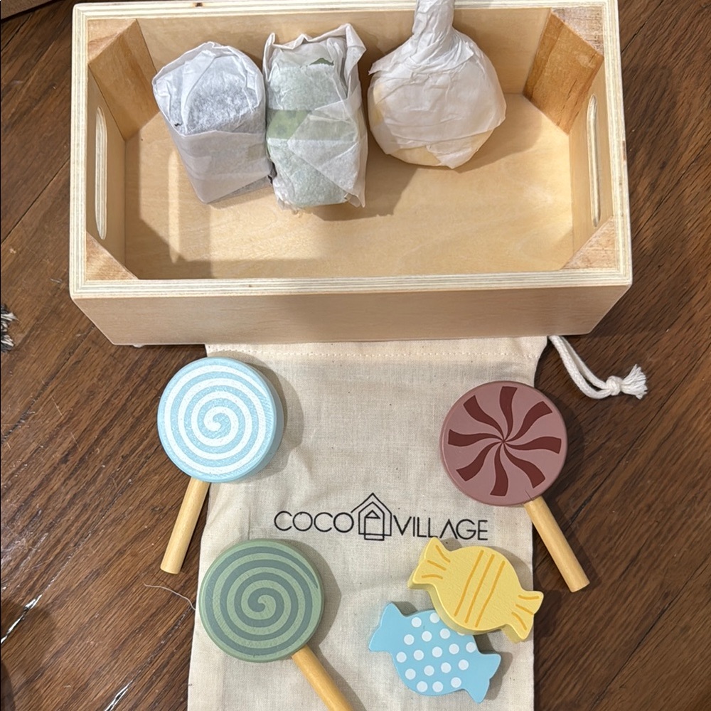 Coco Village Wooden Toy Set with Candy Designs